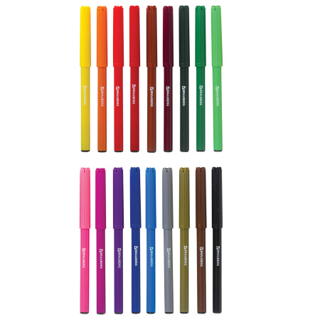 Фломастеры BRAUBERG "АКАДЕМИЯ", 18 цветов, вентилируемый колпачок, ПВХ упаковка, 151412 - Фломастеры классические