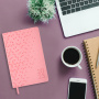 Ежедневник датированный 2023 А5 138x213 мм BRAUBERG "Glance", под кожу, розовый, 114097 - Ежедневники с покрытием "под кожу и ткань"