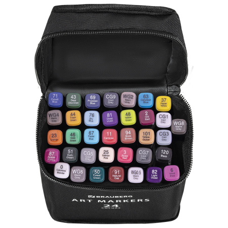 Маркеры для скетчинга двусторонние, НАБОР 36 шт, текстильный чехол, BRAUBERG, 152230 - Скетчмаркеры в наборах