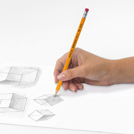 Карандаш чернографитный STAFF "EVERYDAY" BLP-724, 1 шт., НВ, с ластиком, корпус желтый, 181724 - Карандаши чернографитные