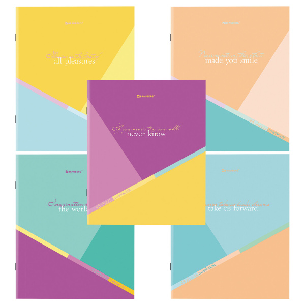 Тетрадь А5 48 л. BRAUBERG скоба, клетка, обложка картон, "Multicolor", 1 шт, 404361 - Тетради 40-48 листов