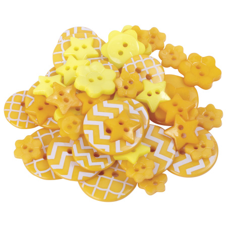 Пуговицы декоративные "Оттенки желтого", пластик, 52 шт., ассорти, ОСТРОВ СОКРОВИЩ, 661406 - Пуговицы для творчества