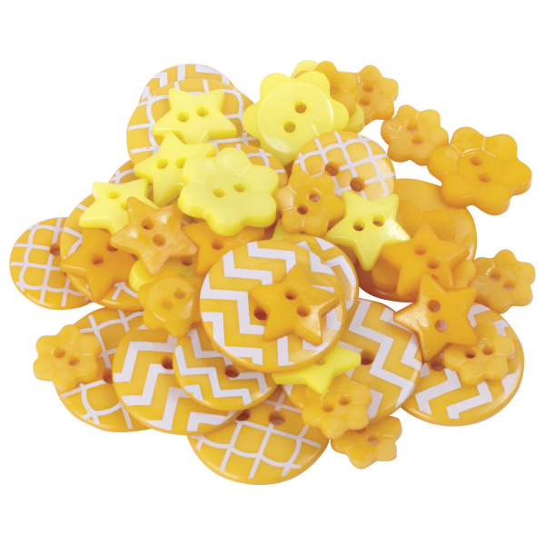 Пуговицы декоративные "Оттенки желтого", пластик, 52 шт., ассорти, ОСТРОВ СОКРОВИЩ, 661406 - Пуговицы для творчества