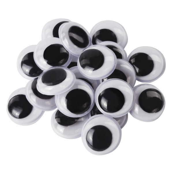 Глазки для творчества пришивные, вращающиеся, черно-белые, 20 мм, 12 шт., ОСТРОВ СОКРОВИЩ, 661384 - Глазки для творчества