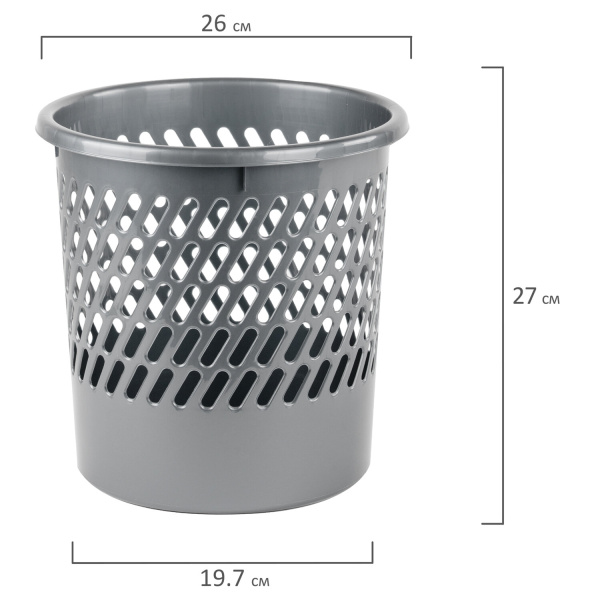 Корзина для бумаг STAFF "Basic" сетчатая, 11 л, серая, 237918 - Корзины для бумаг