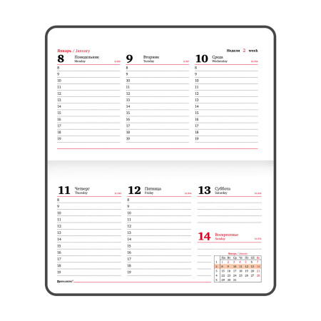 Еженедельник датированный 2024 МАЛЫЙ ФОРМАТ А6 95х155 мм, BRAUBERG "Rainbow", под кожу, сиреневый, 115046 - Еженедельники