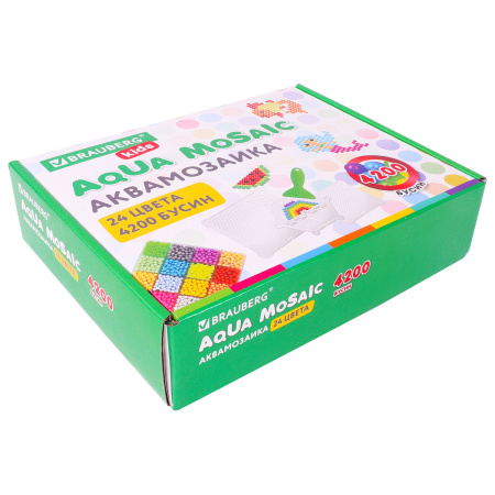 Аквамозаика 24 цвета 4200 бусин, с трафаретами, инструментами и аксессуарами, BRAUBERG KIDS, 664916 - Аквамозайка