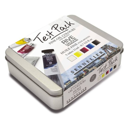 Набор масляных красок "Test Pack" Sennelier, 5шт по 21мл, туба, жестяная коробка