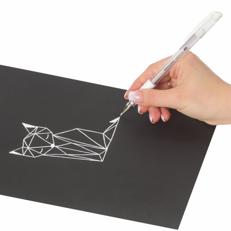 Ручка гелевая с грипом BRAUBERG "White", БЕЛАЯ, пишущий узел 1 мм, линия письма 0,5 мм, 1 шт, 143416 - Ручки гелевые неавтоматические