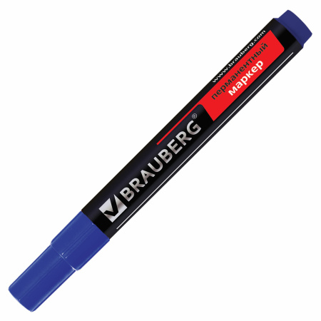 Маркер перманентный BRAUBERG "Contract", СИНИЙ, круглый наконечник, 3 мм, 150466 - Маркеры перманентные