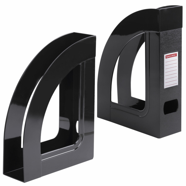 Лоток вертикальный для бумаг BRAUBERG ECONOMY, 220х70х290 мм, черный, 238112, ОФ111 - Лотки вертикальные (стойки-уголки)