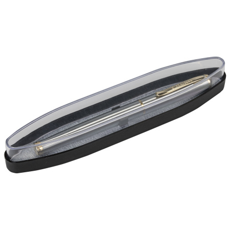 Ручка подарочная перьевая BRAUBERG "Maestro", СИНЯЯ, корпус серебристый с золотистыми деталями, 143469 - Ручки бизнес-класса