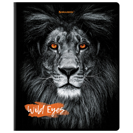 Тетрадь А5, 48 л., BRAUBERG, скоба, клетка, выборочный лак, "Wild eyes" (микс в спайке), 404343 - Тетради 40-48 листов