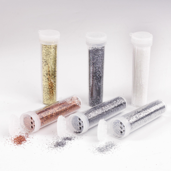 Блестки (глиттер) для декора, поделок, DIY, творчества, оформления, ОСТРОВ СОКРОВИЩ, НАБОР МЕТАЛЛИК, 6 цветов по 6,5 грамм, блистер, 662222 - Блестки для декора