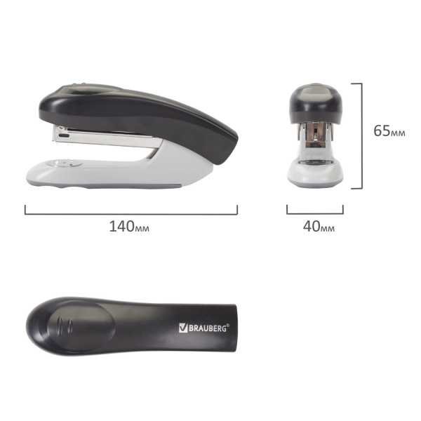 Степлер №24/6, 26/6 BRAUBERG "Original", до 25 листов, черный, 222533 - Степлеры настольные