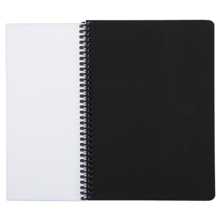 Тетрадь А5, 80 листов, BRAUBERG "Metropolis", спираль пластиковая, клетка, обложка пластик, ЧЕРНЫЙ, 403398 - Тетради более 60 листов