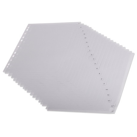 Разделитель пластиковый BRAUBERG, А4, 20 листов, алфавитный А-Я, оглавление, серый, Китай, 221845 - Разделители