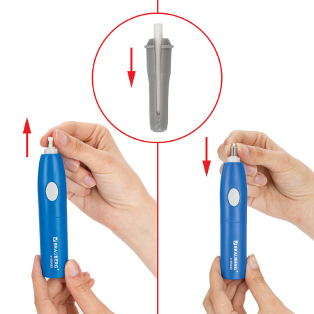 Ластик электрический BRAUBERG "X-ERASE", питание от 2 батареек ААА, + 16 сменных ластиков, 229608 - Ластики электрические