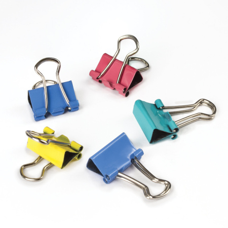 Зажимы для бумаг STAFF "Profit", КОМПЛЕКТ 12 шт., 15 мм, на 45 листов, цветные, картонная коробка, 229050 - Зажимы для бумаг