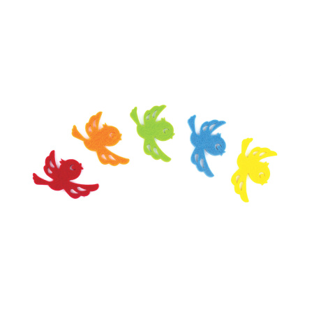 Наклейки из фетра "Птички", 5 шт., одноцветные, ассорти, ОСТРОВ СОКРОВИЩ, 661491 - Наклейки для творчества