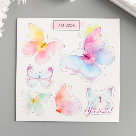 Вырубной чипборд для скрапбукинга "Бабочки", размер 10*10 см, 5 штук