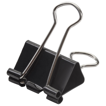 Зажимы для бумаг ОФИСМАГ, КОМПЛЕКТ 12 шт., 25 мм, на 100 листов, черные, картонная коробка, 225155 - Зажимы для бумаг