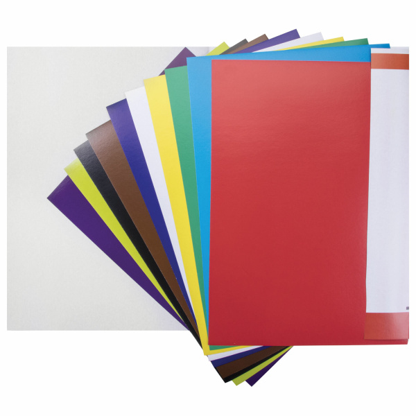 Картон цветной БОЛЬШОГО ФОРМАТА, А3, МЕЛОВАННЫЙ (глянцевый), 10 листов 10 цветов, BRAUBERG, 297х420 мм, "Галактика", 129908 - Цветной и белый картон