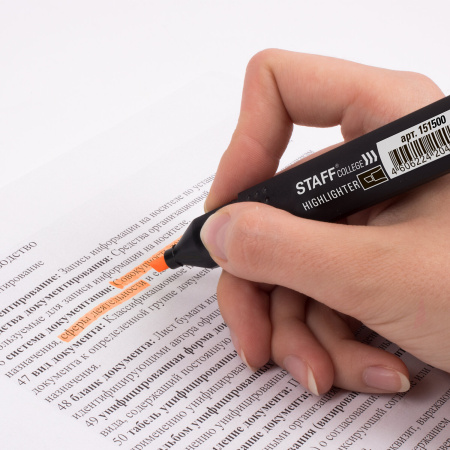 Текстовыделитель STAFF College "STICK HL-497", ОРАНЖЕВЫЙ, 1-4 мм, 151500 - Текстовыделители