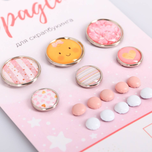 Набор брадсов для скрапбукинга "Колыбельная на ночь", размер упаковки 8*14 см - Брадсы, анкеры