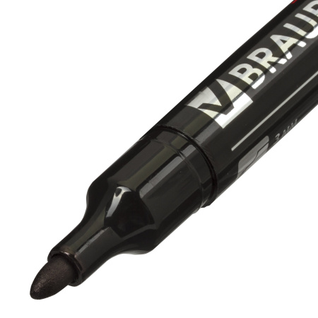 Маркер перманентный BRAUBERG "Energy", ЧЕРНЫЙ, круглый наконечник, 3 мм, с клипом,150475 - Маркеры перманентные