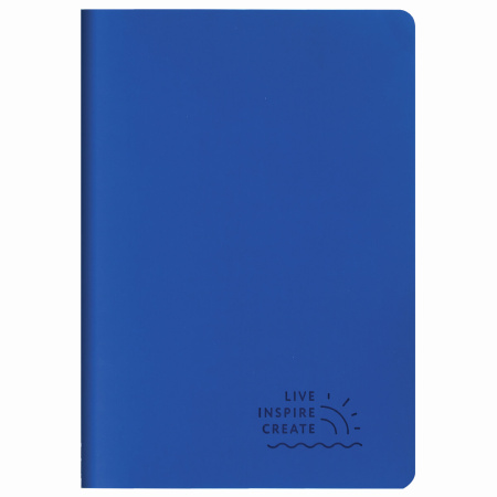 Тетрадь 48 л. в клетку обложка кожзам SoftTouch, сшивка, A5 (147х210мм), СИНИЙ, BRAUBERG RAINBOW, 403876 - Тетради 40-48 листов