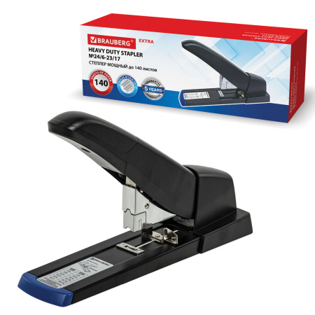 Степлер МОЩНЫЙ до 140 листов BRAUBERG "Heavy Duty Extra", скобы № 24/6-23/17, 270553 - Степлеры мощные