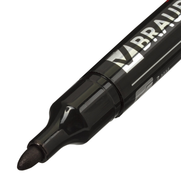 Маркер перманентный BRAUBERG "Energy", ЧЕРНЫЙ, круглый наконечник, 3 мм, с клипом,150475 - Маркеры перманентные