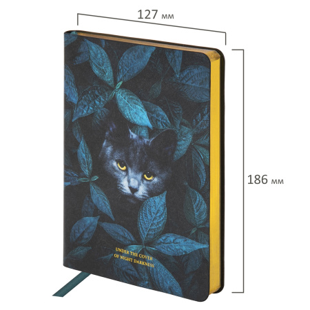 Ежедневник недатированный B6 (127х186 мм), BRAUBERG VISTA, под кожу, гибкий, срез фольга, 136 л., "Thickets", 112115 - Ежедневники с покрытием "под кожу и ткань"