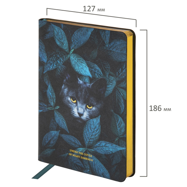 Ежедневник недатированный B6 (127х186 мм), BRAUBERG VISTA, под кожу, гибкий, срез фольга, 136 л., "Thickets", 112115 - Ежедневники с покрытием "под кожу и ткань"