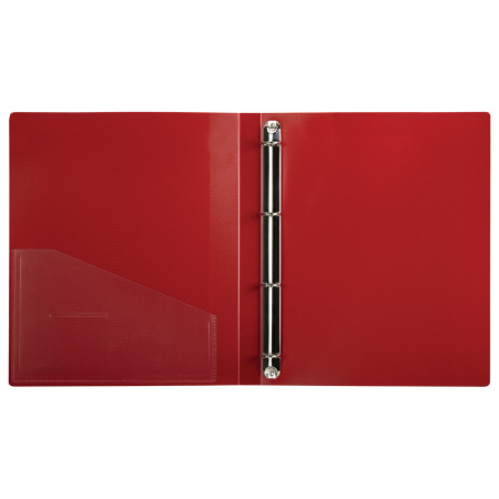 Папка на 4 кольцах, ширина 25 мм, BRAUBERG EXTRA, до 170 листов, КРАСНАЯ, 0,7 мм, 270545 - Папки на кольцах