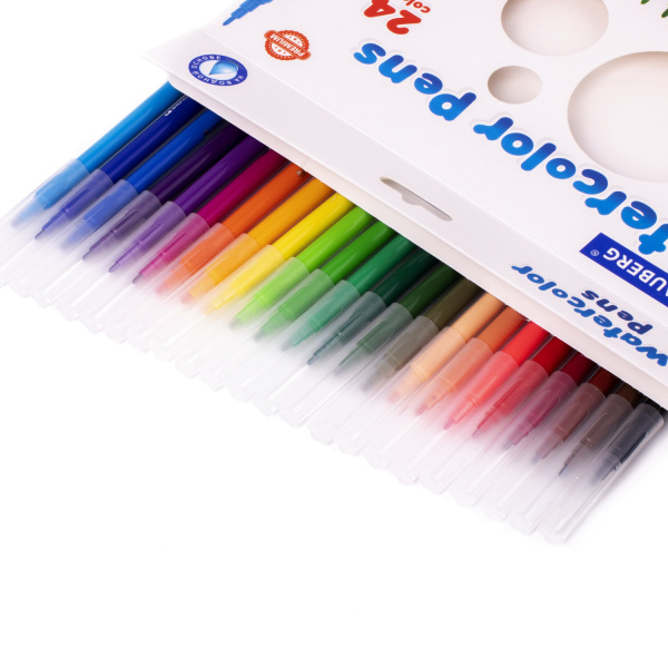 Фломастеры BRAUBERG "PREMIUM", 24 цвета, УЛЬТРАСМЫВАЕМЫЕ, классические, вентилируемый колпачок, картонная коробка с европодвесом, 151940 - Фломастеры классические