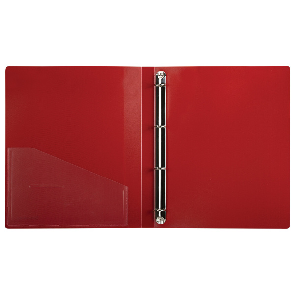 Папка на 4 кольцах, ширина 25 мм, BRAUBERG EXTRA, до 170 листов, КРАСНАЯ, 0,7 мм, 270545 - Папки на кольцах