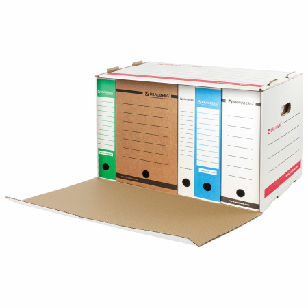 Короб архивный (306х525х338 мм), гофрокартон, белый, BRAUBERG, 126522 - Короба архивные