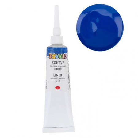 Акриловый контур по стеклу и керамике 18мл Синий Decola
