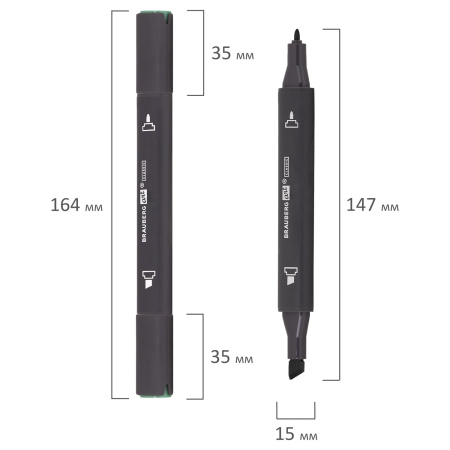 Маркер для скетчинга двусторонний 1 мм - 6 мм BRAUBERG ART CLASSIC, ОКСИД ХРОМА ЗЕЛЕНЫЙ (B962), 151844 - Скетчмаркеры поштучно