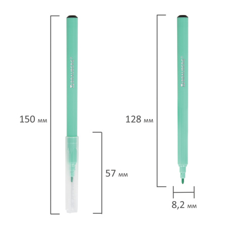 Фломастеры пастельные 12 цветов, вентилируемый колпачок BRAUBERG "PREMIUM", картонная коробка, 152197 - Фломастеры классические