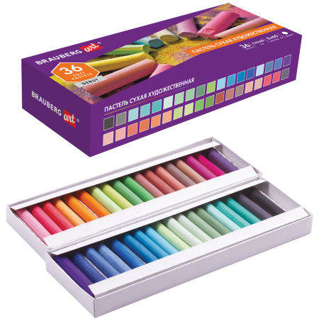Пастель сухая художественная BRAUBERG ART DEBUT, 36 цветов, круглое сечение, 181461 - Пастель художественная в наборах