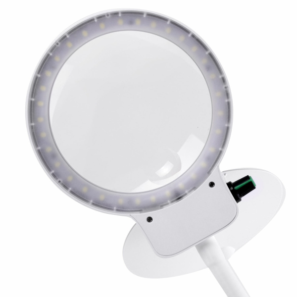Лупа настольная с LED ПОДСВЕТКОЙ, диаметр 110 мм, увеличение 3, корпус белый, BRAUBERG, 455930 - Лупы