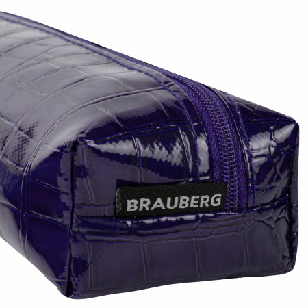 Пенал-косметичка BRAUBERG, "крокодиловая кожа", 20х6х4 см, "Ultra purple", 270848 - Пеналы мягкие