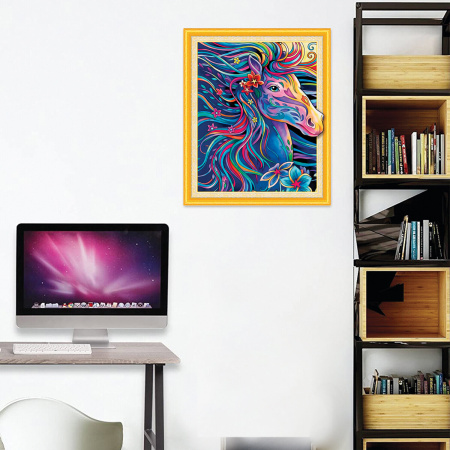 Картина стразами (алмазная мозаика) сияющая 40х50 см, ОСТРОВ СОКРОВИЩ "Персидская лошадь", без подрамника, 662451 - Алмазная вышивка