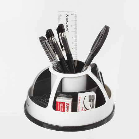 Канцелярский набор BRAUBERG "Микс", 10 предметов, вращающаяся конструкция, черно-белый, блистер, 236954 - Наборы офисные пластиковые с наполнением