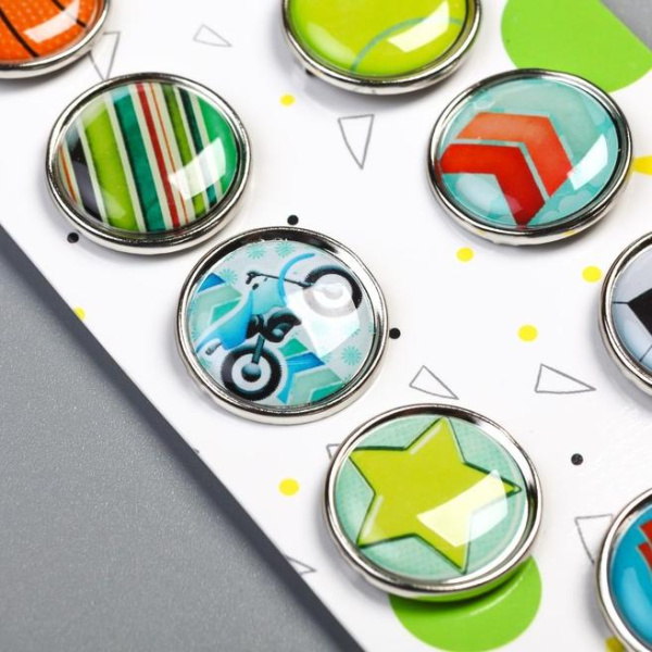 Брадсы для скрапбукинга "Спорт" в наборе 9 шт. диаметром 1,9 см. - Брадсы, анкеры