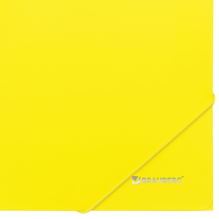 Папка на резинках BRAUBERG "Neon", неоновая, желтая, до 300 листов, 0,5 мм, 227461 - Папки на резинках пластиковые