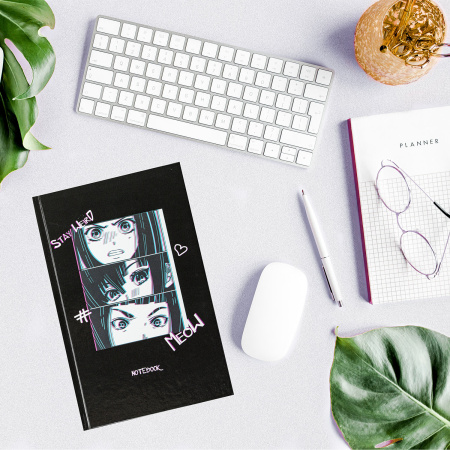 Блокнот А5 (134х206 мм), 80 л., твёрдый, клетка, STAFF, "Аниме", 114409 - Блокноты в книжном переплете